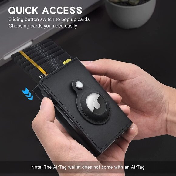 AirTag Wallet Genuine Leather Air Tag Wallet RFID Technology Credit Card Holder - Picture 7 of 9